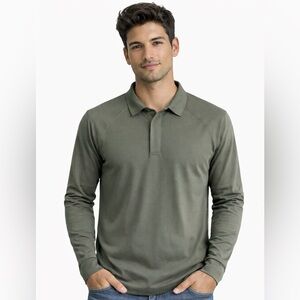 NWT Army Green Long Sleeve Polo Shirt